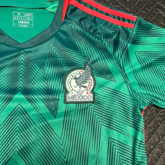 Adidas Men's Medium Slim Fit‎ Mexico Aeroready Jersey Green / Red - Picture 2 of 7
